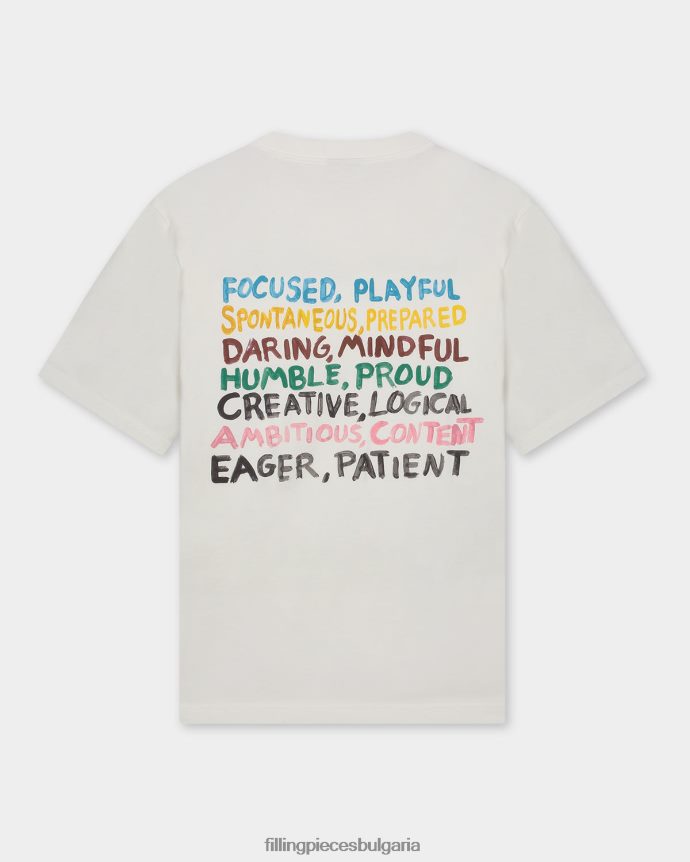 Filling Pieces 00686N193 Жени съобщение за тениска бяло