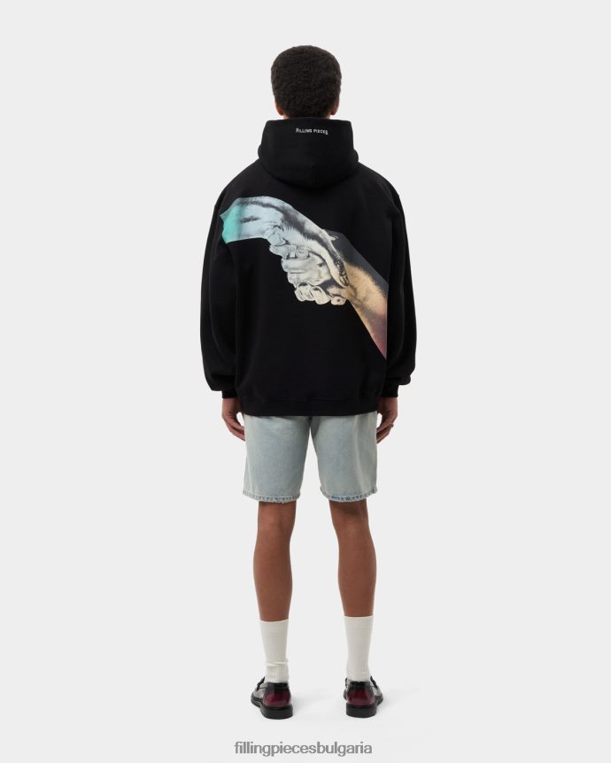 Filling Pieces 00686N136 мъже градиентно ръкостискане с качулка черен