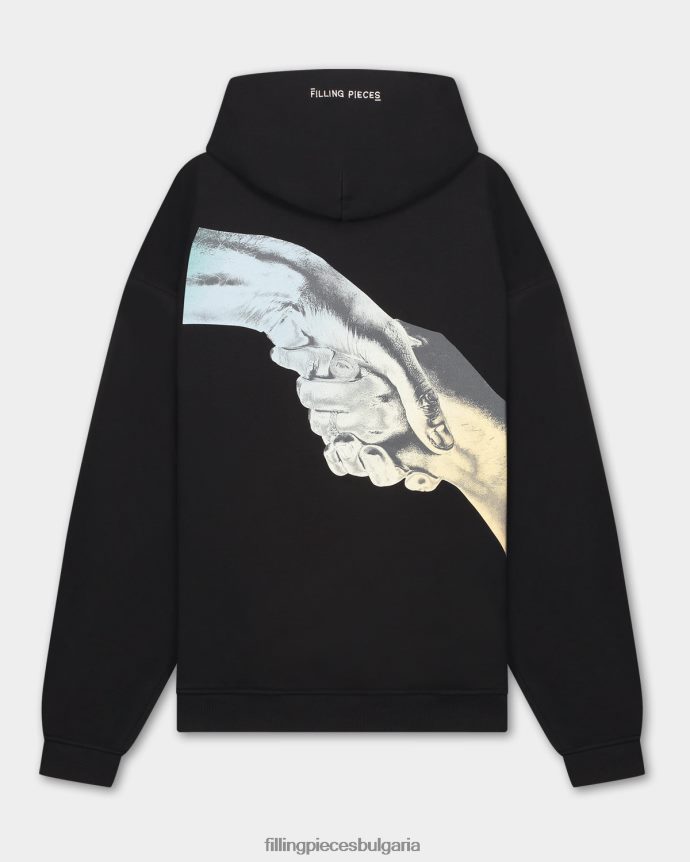 Filling Pieces 00686N136 мъже градиентно ръкостискане с качулка черен