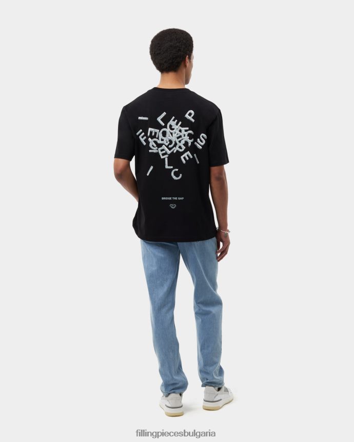 Filling Pieces 00686N116 мъже тениска азбука черен