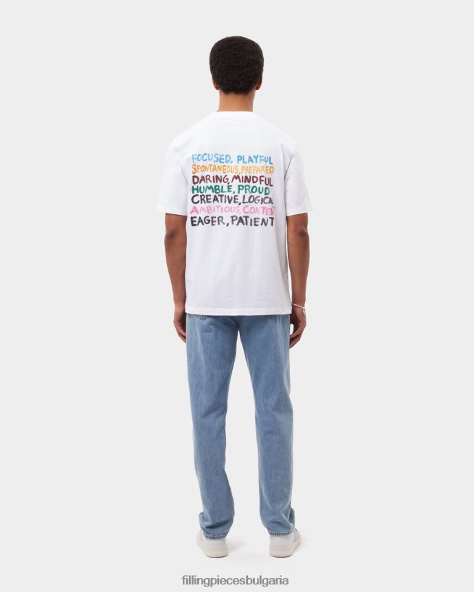 Filling Pieces 00686N120 мъже съобщение за тениска бяло