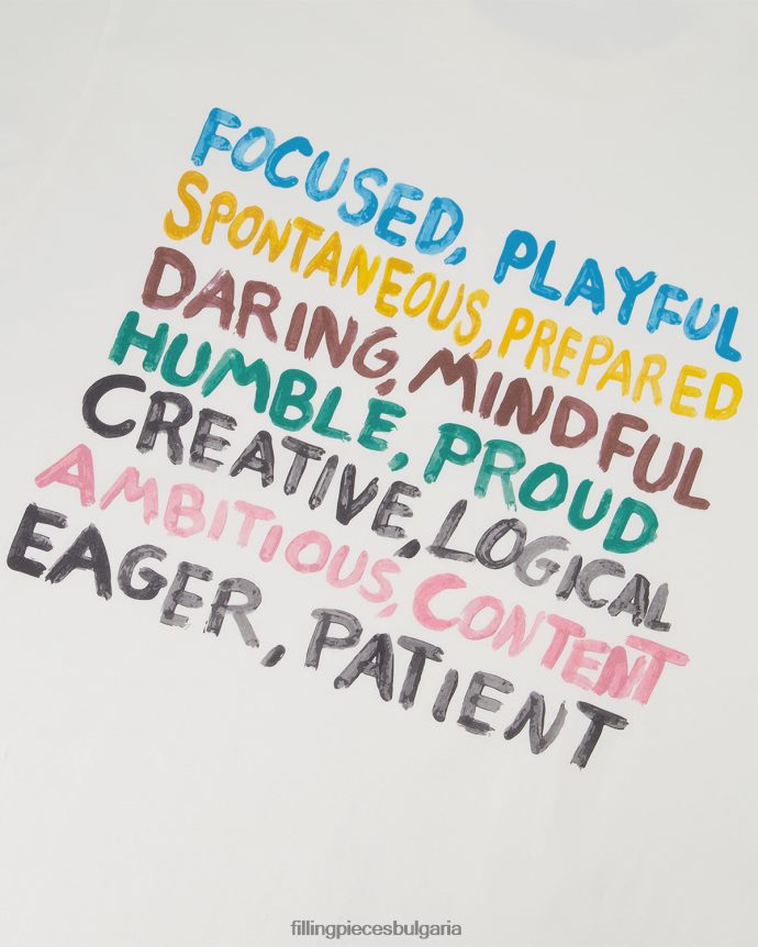 Filling Pieces 00686N120 мъже съобщение за тениска бяло