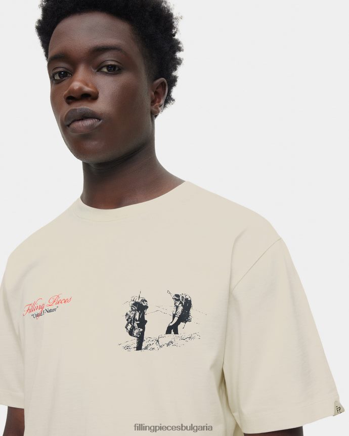 Filling Pieces 00686N133 мъже тениска обединени от природата антично бяло